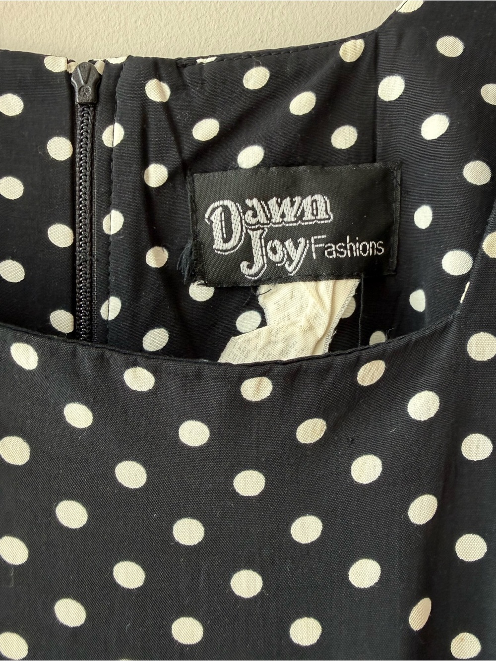 Vintage Dawn Joy Black & White Polka Dot Dress Square Neck Sleeveless - Picture 5 of 8